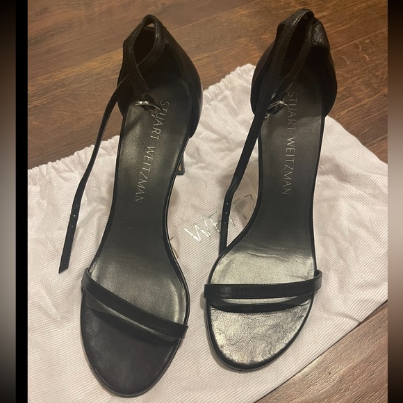 Stuart Weitzman Nudistsong Strap Sandal Heels in Leather/Black - Picture 4 of 10